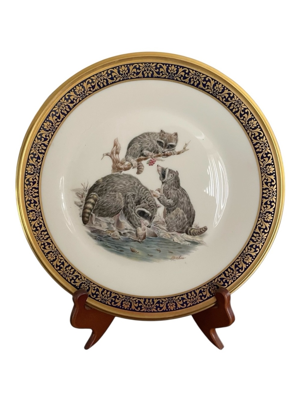 Vintage Lenox Woodland Wildlife Raccoons Boehm Collector Plate 1973